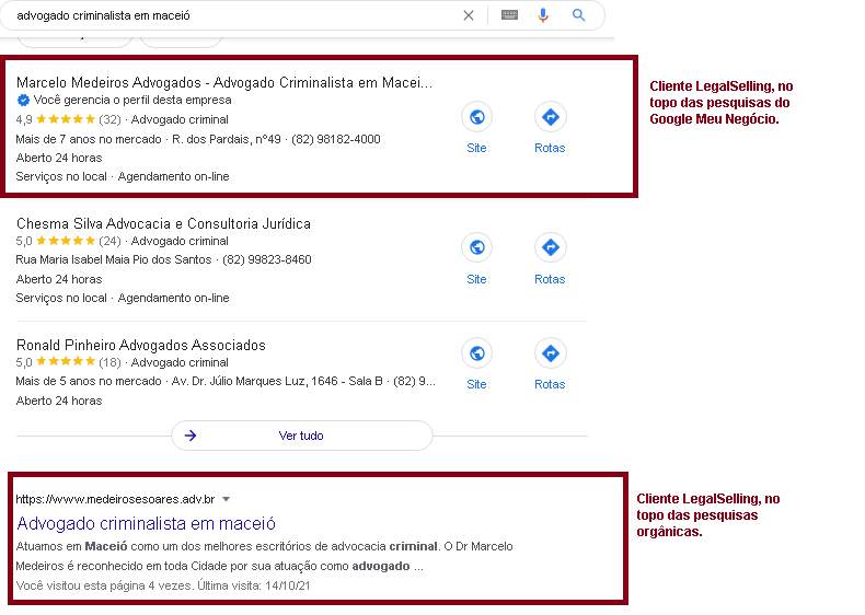 cliente legalsellling no top das pesquisas do google